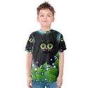 Kitten Black Furry Illustration Kids  Cotton Tee View1