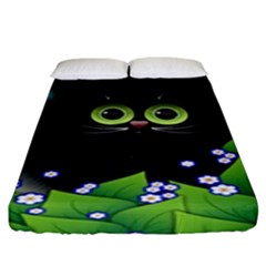 Kitten Black Furry Illustration Fitted Sheet (king Size) by Sapixe