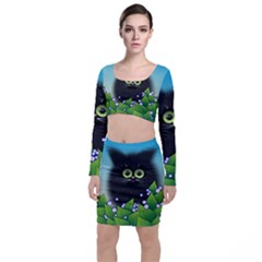 Kitten Black Furry Illustration Top And Skirt Sets by Sapixe