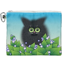 Kitten Black Furry Illustration Canvas Cosmetic Bag (xxxl) by Sapixe