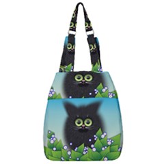 Kitten Black Furry Illustration Center Zip Backpack by Sapixe