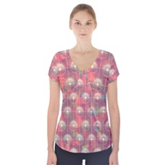 Colorful Background Abstract Short Sleeve Front Detail Top by Sapixe