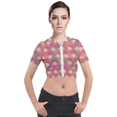 Colorful Background Abstract Short Sleeve Cropped Jacket