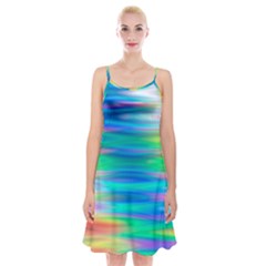 Wave Rainbow Bright Texture Spaghetti Strap Velvet Dress by Sapixe