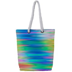 Wave Rainbow Bright Texture Full Print Rope Handle Tote (small) by Sapixe