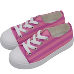 Pink Stripes Striped Design Pattern Kids  Low Top Canvas Sneakers by Sapixe