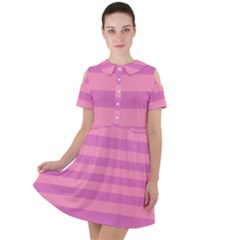 Pink Stripes Striped Design Pattern Short Sleeve Shoulder Cut Out Dress  by Sapixe