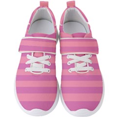 Pink Stripes Striped Design Pattern Men s Velcro Strap Shoes by Sapixe