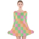 Checkerboard Pastel Squares Long Sleeve Velvet Skater Dress View1