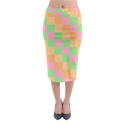 Checkerboard Pastel Squares Midi Pencil Skirt by Sapixe