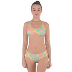 Checkerboard Pastel Squares Criss Cross Bikini Set by Sapixe