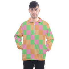 Checkerboard Pastel Squares Men s Half Zip Pullover by Sapixe