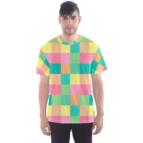 Checkerboard Pastel Squares Men s Sports Mesh Tee by Sapixe