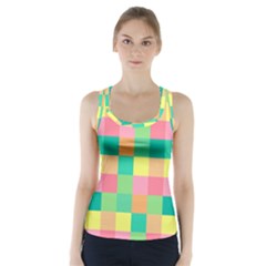 Checkerboard Pastel Squares Racer Back Sports Top by Sapixe