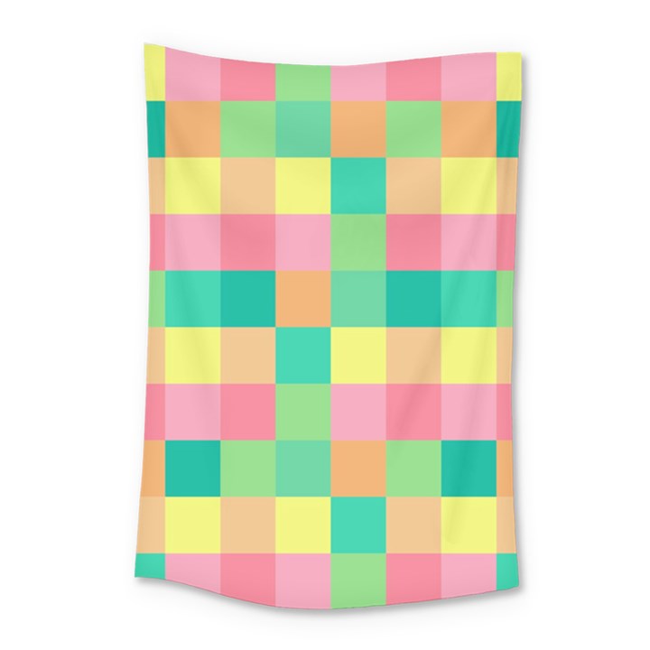 Checkerboard Pastel Squares Small Tapestry