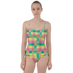 Checkerboard Pastel Squares Sweetheart Tankini Set by Sapixe