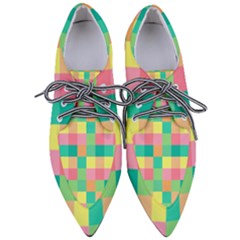 Checkerboard Pastel Squares Pointed Oxford Shoes