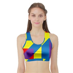 Colorful Red Yellow Blue Purple Sports Bra With Border by Sapixe