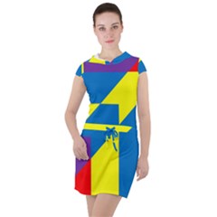 Colorful Red Yellow Blue Purple Drawstring Hooded Dress by Sapixe