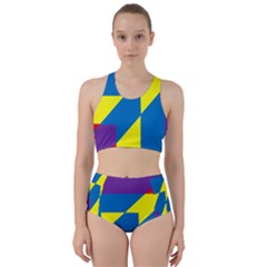 Colorful Red Yellow Blue Purple Racer Back Bikini Set by Sapixe