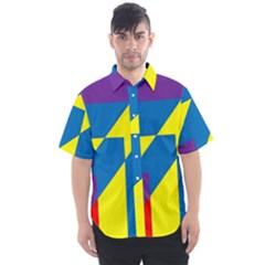 Colorful Red Yellow Blue Purple Men s Short Sleeve Shirt