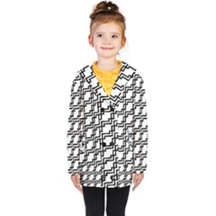 Pattern Monochrome Repeat Kids  Double Breasted Button Coat