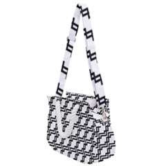 Pattern Monochrome Repeat Rope Handles Shoulder Strap Bag