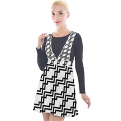 Pattern Monochrome Repeat Plunge Pinafore Velour Dress by Sapixe