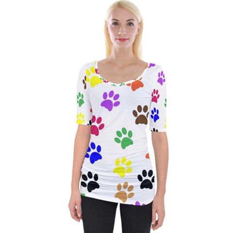 Pawprints Paw Prints Paw Animal Wide Neckline Tee by Sapixe