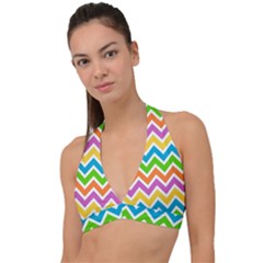 Chevron Pattern Design Texture Halter Plunge Bikini Top by Sapixe