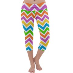 Chevron Pattern Design Texture Capri Yoga Leggings by Sapixe