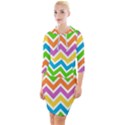 Chevron Pattern Design Texture Quarter Sleeve Hood Bodycon Dress View1