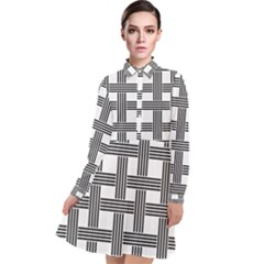 Seamless Stripe Pattern Lines Long Sleeve Chiffon Shirt Dress