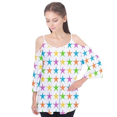 Star Pattern Design Decoration Flutter Tees by Sapixe