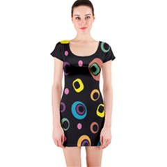 Abstract Background Retro Short Sleeve Bodycon Dress by Sapixe