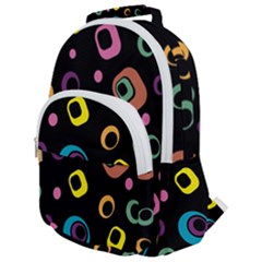 Abstract Background Retro Rounded Multi Pocket Backpack