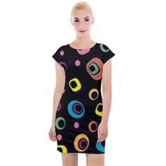 Abstract Background Retro Cap Sleeve Bodycon Dress by Sapixe