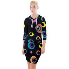 Abstract Background Retro Quarter Sleeve Hood Bodycon Dress by Sapixe