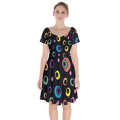 Abstract Background Retro Short Sleeve Bardot Dress by Sapixe