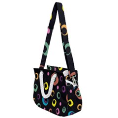 Abstract Background Retro Rope Handles Shoulder Strap Bag