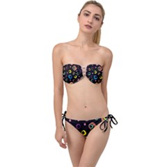 Abstract Background Retro Twist Bandeau Bikini Set by Sapixe