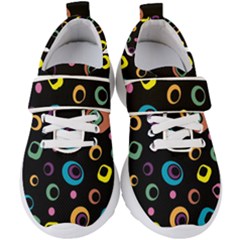 Abstract Background Retro Kids  Velcro Strap Shoes by Sapixe