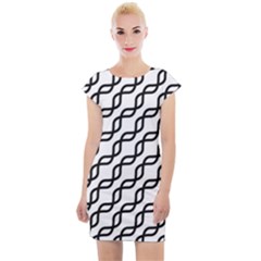 Diagonal Stripe Pattern Cap Sleeve Bodycon Dress