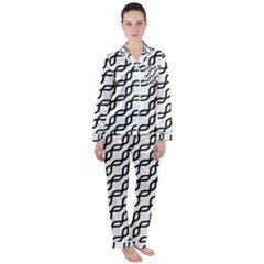 Diagonal Stripe Pattern Satin Long Sleeve Pyjamas Set