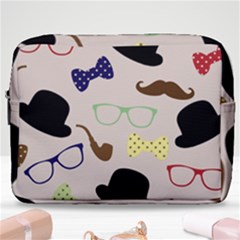 Moustache Hat Bowler Bowler Hat Make Up Pouch (large) by Sapixe