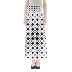 Square Diagonal Pattern Monochrome Full Length Maxi Skirt by Sapixe