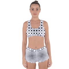 Square Diagonal Pattern Monochrome Racerback Boyleg Bikini Set by Sapixe