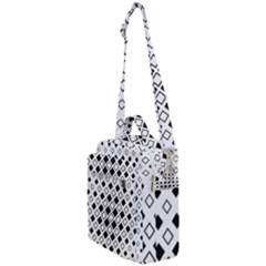 Square Diagonal Pattern Monochrome Crossbody Day Bag