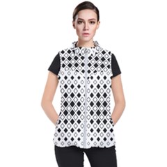 Square Diagonal Pattern Monochrome Women s Puffer Vest