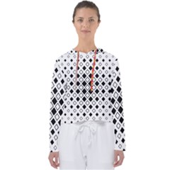 Square Diagonal Pattern Monochrome Women s Slouchy Sweat